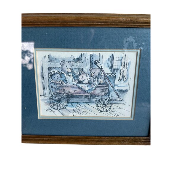 Betty Sills Framed Teddy Bear Art Print Vintage Nursery Wall Decor - Picture 6 of 10